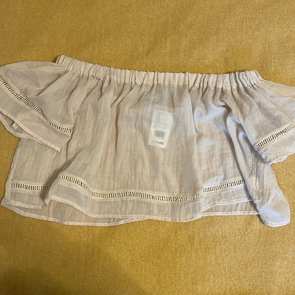 Gliks off the shoulder crop top. See through. Small.